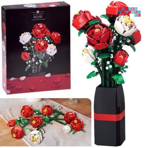 [ZA5760] Klocki konstrukcyjne Kwiaty w wazonie bukiet róż 818 el.