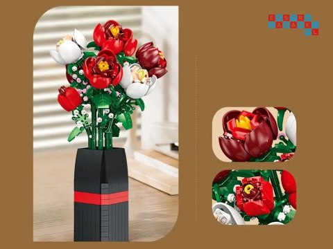[ZA5760] Klocki konstrukcyjne Kwiaty w wazonie bukiet róż 818 el.