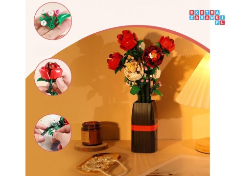 [ZA5760] Klocki konstrukcyjne Kwiaty w wazonie bukiet róż 818 el.