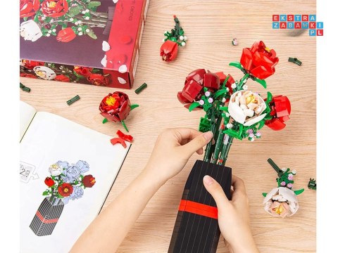 [ZA5760] Klocki konstrukcyjne Kwiaty w wazonie bukiet róż 818 el.