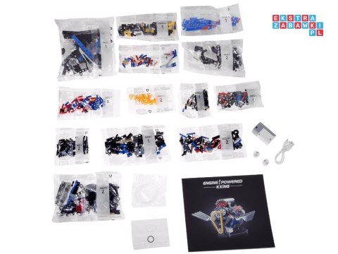 Klocki techniczne Zbuduj SILNIK na akumulator Światło i ruch 665-ele ZA5812