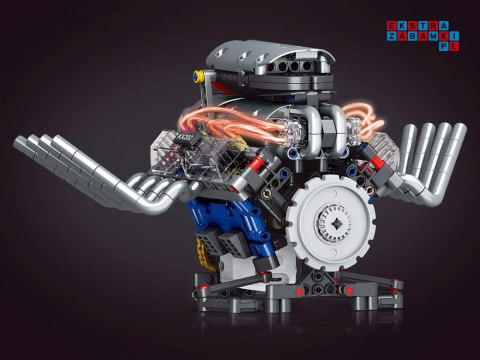 Klocki techniczne Zbuduj SILNIK na akumulator Światło i ruch 665-ele ZA5812