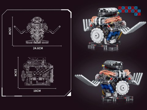 Klocki techniczne Zbuduj SILNIK na akumulator Światło i ruch 665-ele ZA5812