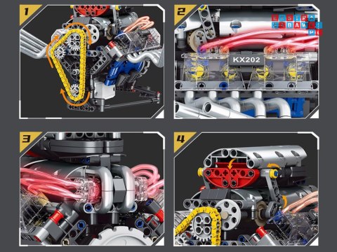 Klocki techniczne Zbuduj SILNIK na akumulator Światło i ruch 665-ele ZA5812