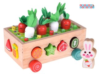 [ZA5903] Sorter Montessori drewniany wózek złap robaczka marchewki układanka