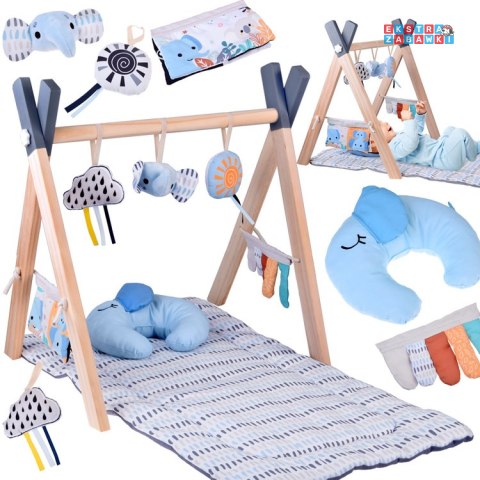 [ZA5882] Stojak drewniany mata edukacyjna gimnastyczna Baby Gym dla niemowląt