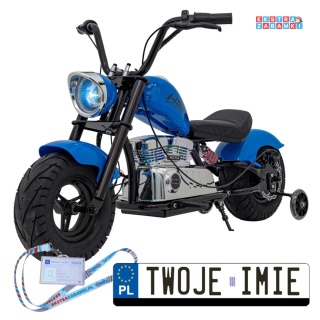 Niebieski Motor Chopper Warrior na akumulator - 1x350W, 36V/9Ah, bezszczotkowy silnik, pompowane opony - [XB-1058]