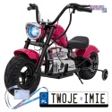 [XB-1058] Motocykl Chopper Warrior na akumulator 1x350W 36V/9Ah bezszczotkowy silnik pompowane opony - różowy