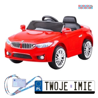 Czerwone Autko BMW na akumulator - 2x12V, 12V/4.5Ah, kluczyki, EVA, pilot - [PA0185]