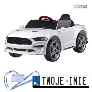 Białe Autko GT na akumulator - 2x35W, 12V/4.5Ah, EVA, MP3, LED - [PA0169]