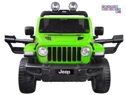 [PA0223] Jeep Wrangler Rubicon na akumulator 4x45W 12V/10Ah EVA ekoskóra wolny start - zielony