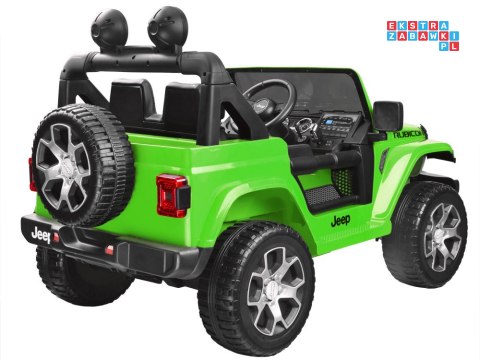 [PA0223] Jeep Wrangler Rubicon na akumulator 4x45W 12V/10Ah EVA ekoskóra wolny start - zielony