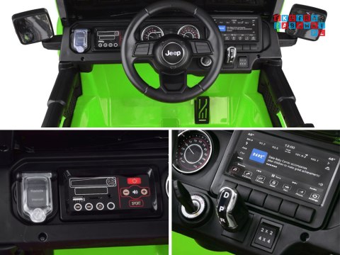 [PA0223] Jeep Wrangler Rubicon na akumulator 4x45W 12V/10Ah EVA ekoskóra wolny start - zielony
