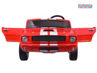 Czerwony Mustang SHELBY GT 350 na akumulator - 2x200W, 24V/7Ah, klasyk, dwuosobowe, EVA, Bluetooth, pilot - [PA0336]