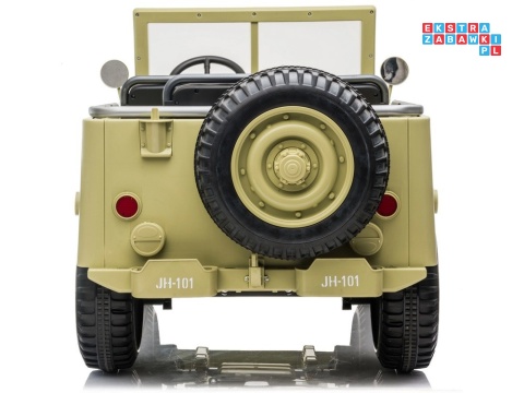 [PA0249] Wojskowe auto Jeep Willys trzyosobowy na akumulator 4x45W 12V/14Ah z pilotem - beżowy