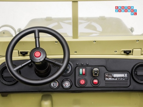 [PA0249] Wojskowe auto Jeep Willys trzyosobowy na akumulator 4x45W 12V/14Ah z pilotem - beżowy