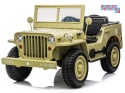 [PA0249] Wojskowe auto Jeep Willys trzyosobowy na akumulator 4x45W 12V/14Ah z pilotem - beżowy