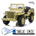 [PA0249] Wojskowe auto Jeep Willys trzyosobowy na akumulator 4x45W 12V/14Ah z pilotem - beżowy