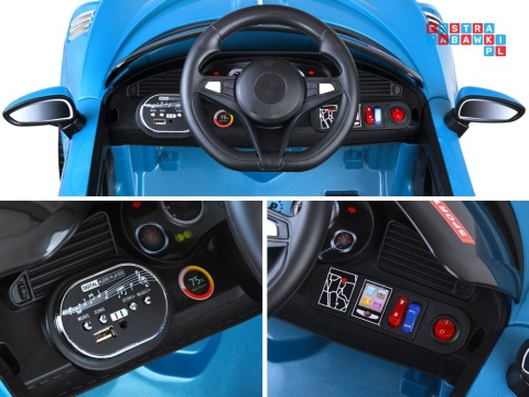 [PA0270] Cabrio na akumulator 2x25W 6V/4.5Ah z funkcją bujania pilot EVA - niebieski