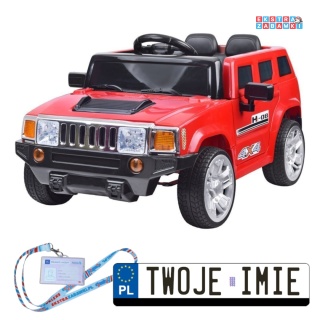 Czerwony Hummer Velocity na akumulator - 2x25W, 12V/4.5Ah, z pilotem, EVA - [PA0135]