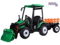 [PA0320] Duży traktor z przyczepą i łyżką na akumulator 2x200W 24V/7Ah Bluetooth wolny start - zielony