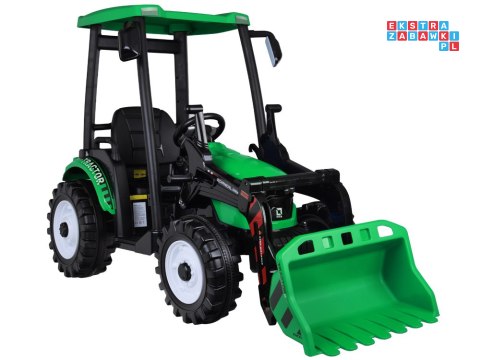 [PA0320] Duży traktor z przyczepą i łyżką na akumulator 2x200W 24V/7Ah Bluetooth wolny start - zielony
