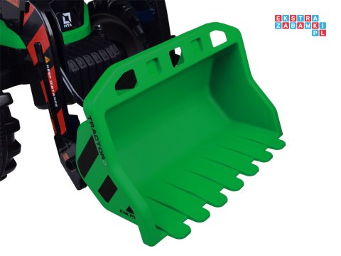 [PA0320] Duży traktor z przyczepą i łyżką na akumulator 2x200W 24V/7Ah Bluetooth wolny start - zielony