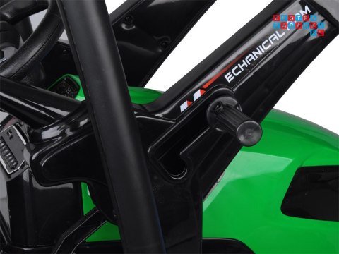 [PA0320] Duży traktor z przyczepą i łyżką na akumulator 2x200W 24V/7Ah Bluetooth wolny start - zielony