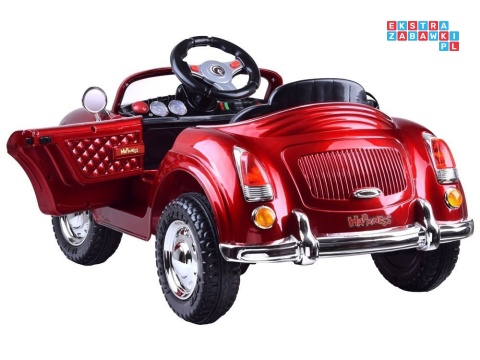 [PA0057] Eleganckie autko Retro na akumulator 2x12V 2x6V/4.5Ah lakierowane pilot - czerwony