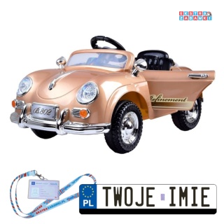 Różowe Eleganckie autko Retro na akumulator - 2x12V, 2x6V/4.5Ah, lakierowane, pilot - [PA0057]