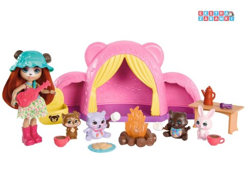 [ZA5995] Enchantimals zestaw wycieczka pod namiot kemping lalka miś