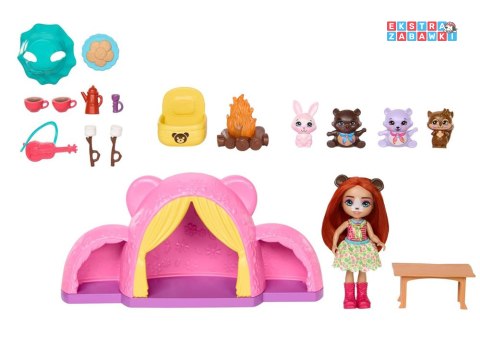 [ZA5995] Enchantimals zestaw wycieczka pod namiot kemping lalka miś