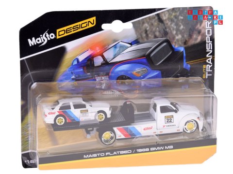 Maisto Licencjonowane Auta Metalowe 1:64 Flatbed i BMW M3 1988 ZA5958