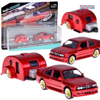 [ZA5967] Maisto licencjonowane auto metalowe BMW M3 1988 Przyczepa kempingowa
