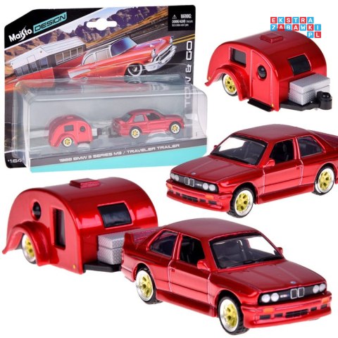 Maisto Licencjonowane Auto Metalowe BMW M3 1988 Przyczepa kempingowa ZA5967