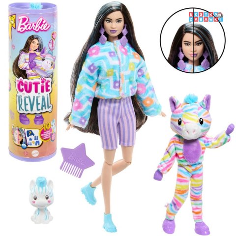 [ZA6052] Mattel Barbie lalka Cutie Reveal słodkie marzenia zebra akcesoria