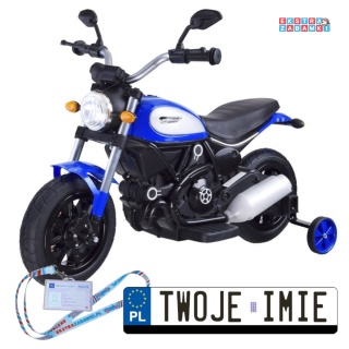 Niebieski Motor Street Bob na akumulator - 6V/7Ah, pompowane opony, wolny start, MP3 - [PA0235]