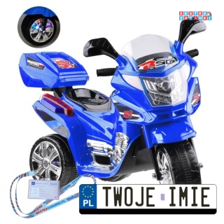 Niebieski Motorek na akumulator - 6V/4.5Ah, światła led - [PA0241]