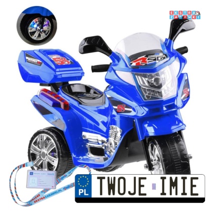 Niebieski Motorek na akumulator - 6V/4.5Ah, światła led - [PA0241]
