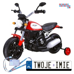[PA0235] Motocykl Street Bob na akumulator 6V/7Ah pompowane opony wolny start MP3 - czerwony