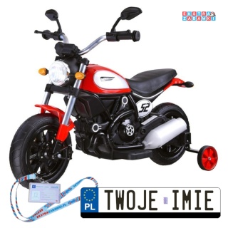 Czerwony Motor Street Bob na akumulator - 6V/7Ah, pompowane opony, wolny start, MP3 - [PA0235]