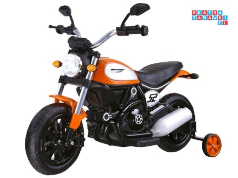 [PA0235] Motocykl Street Bob na akumulator 6V/7Ah pompowane opony wolny start MP3 - pomarańczowy