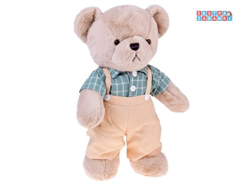 [ZA5923 B] Pluszowy miś - beżowy Franek 58cm w zielonej Vintage koszuli
