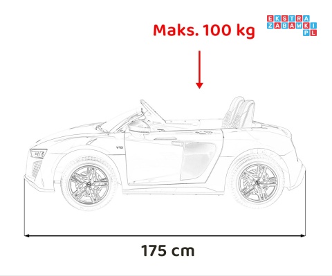 [A3000] Audi Spyder R8 Lift auto na akumulator 2x200W 24V/14Ah ekoskóra - biały