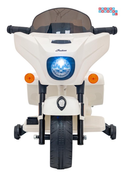 [BDM0963] Motocykl Chopper INDIAN dla najmłodszych na akumulator 1x35W 6V/4.5Ah LED klakson - biały
