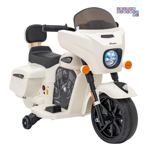 [BDM0963] Motocykl Chopper INDIAN dla najmłodszych na akumulator 1x35W 6V/4.5Ah LED klakson - biały