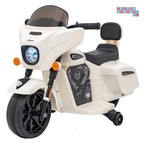 [BDM0963] Motocykl Chopper INDIAN dla najmłodszych na akumulator 1x35W 6V/4.5Ah LED klakson - biały