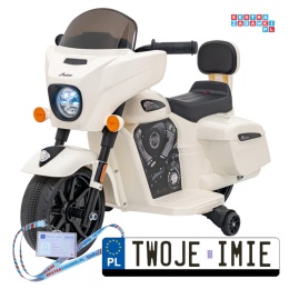 [BDM0963] Motocykl Chopper INDIAN dla najmłodszych na akumulator 1x35W 6V/4.5Ah LED klakson - biały