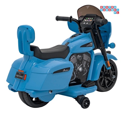 [BDM0963] Motocykl Chopper INDIAN dla najmłodszych na akumulator 1x35W 6V/4.5Ah LED klakson - niebieski