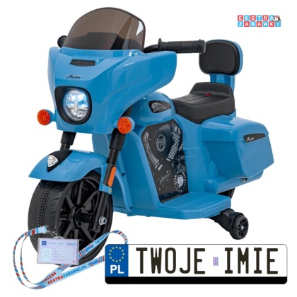 Niebieski Motor Chopper INDIAN na akumulator - 1x35W, 6V/4.5Ah, LED, klakson - [BDM0963]